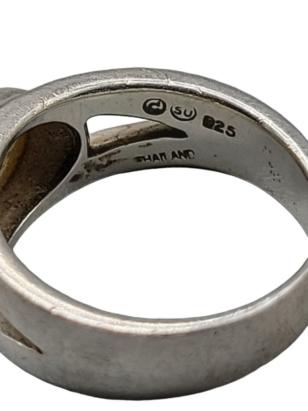 SU Sterling Silver Mother Of Pearl Ring Size 8 Band Style Thailand 925 Gemstone - Picture 12 of 16
